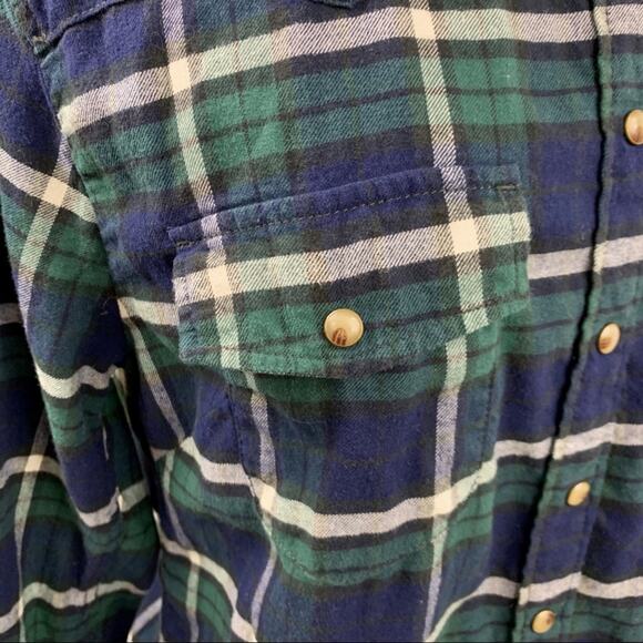Jachs Girlfriend Stretch Plaid Flannel Button Down Shirt Womens Large - Picture 11 of 11